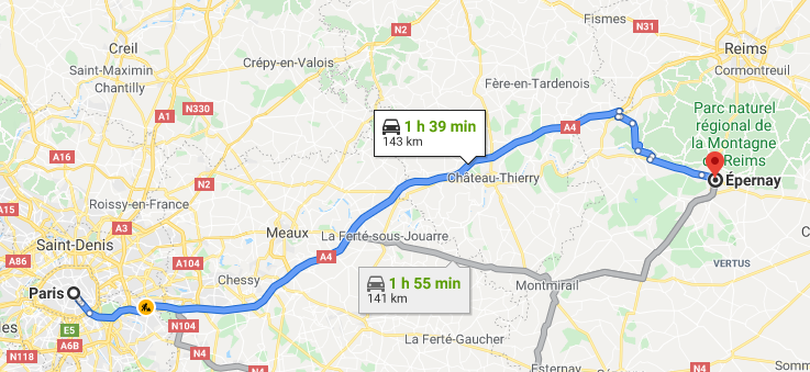 Transfer from Paris to Epernay