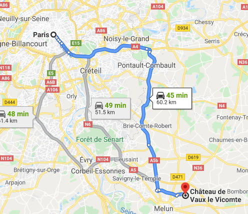 Transfer from Paris to Vaux le Vicomte